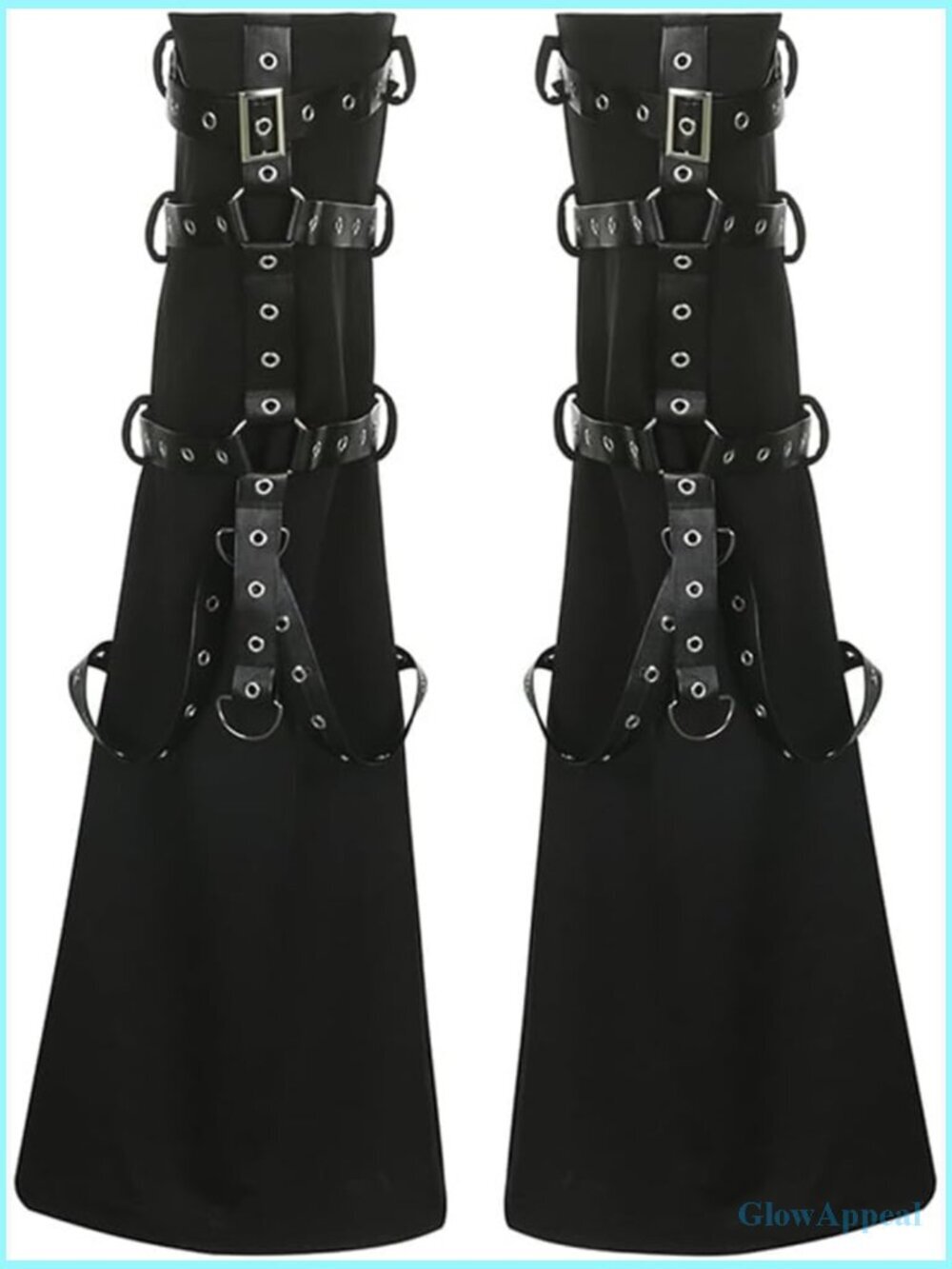 Y2K Flare Leg Warmers Adjustable Buckle Punk Alternative